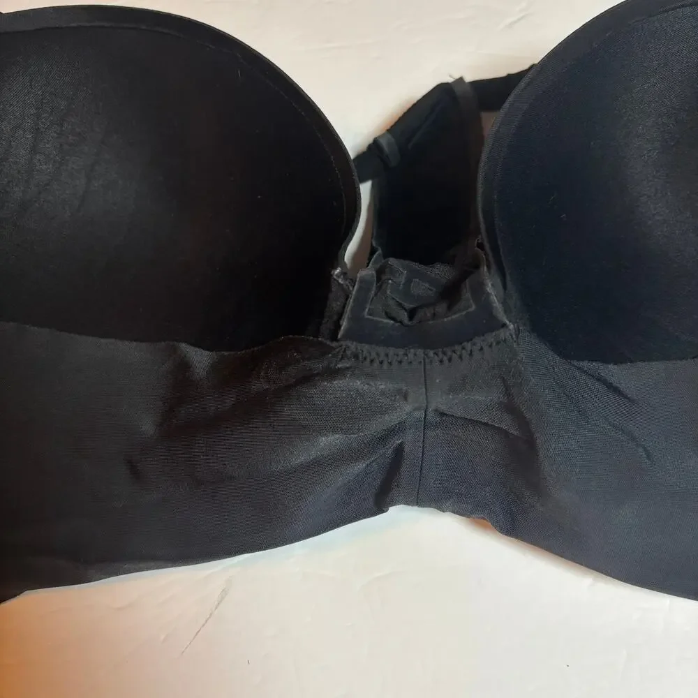 Victoria's Secret Black Strapless Push Up Bra Convertible Multiway 38D V Bar